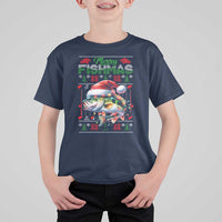 Christmas Fishing T Shirt For Kid Merry Fishmas Fisherman Santa Hat Fish - Wonder Print Shop