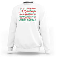 Christmas Fishing Sweatshirt Merry Fishmas Fisherman American Flag - Wonder Print Shop