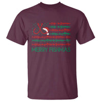 Christmas Fishing T Shirt Merry Fishmas Fisherman American Flag - Wonder Print Shop