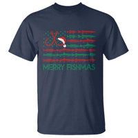 Christmas Fishing T Shirt Merry Fishmas Fisherman American Flag - Wonder Print Shop
