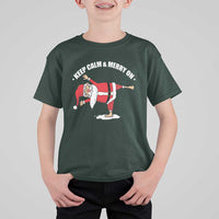 Funny Christmas Yoga T Shirt For Kid Keep Calm And Merry On - Wonder Print Shop