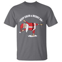 Funny Christmas Yoga T Shirt Keep Calm And Merry On - Wonder Print Shop