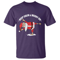Funny Christmas Yoga T Shirt Keep Calm And Merry On - Wonder Print Shop