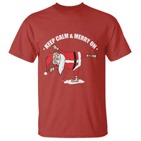 Funny Christmas Yoga T Shirt Keep Calm And Merry On - Wonder Print Shop