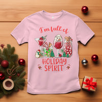 Christmas Cocktails Drinking I'm Full Of Holiday Spirit T Shirt - Wonder Print Shop
