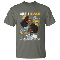 She's Black She's A Queen She's A Nurse Living Her Best Life T Shirt - Wonder Print Shop