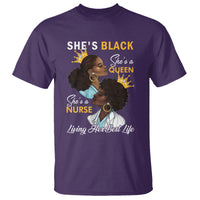 She's Black She's A Queen She's A Nurse Living Her Best Life T Shirt - Wonder Print Shop