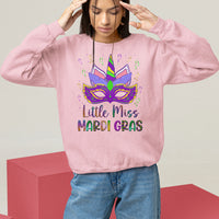 Mardi Gras Sweatshirt Little Miss Unicorn Cute Girl Women - Wonder Print Shop
