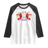 Mardi Gras Raglan Shirt Lets Get Cray Cray Dabbing Crawfish