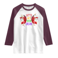 Mardi Gras Raglan Shirt Lets Get Cray Cray Dabbing Crawfish