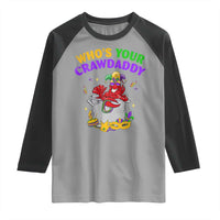 Mardi Gras Raglan Shirt Who's Your Crawdaddy Funny Crawfish Jester Beads