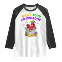 Mardi Gras Raglan Shirt Who's Your Crawdaddy Funny Crawfish Jester Beads