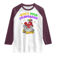 Mardi Gras Raglan Shirt Who's Your Crawdaddy Funny Crawfish Jester Beads