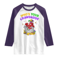 Mardi Gras Raglan Shirt Who's Your Crawdaddy Funny Crawfish Jester Beads