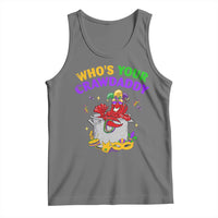 Mardi Gras Tank Top Who's Your Crawdaddy Funny Crawfish Jester Beads