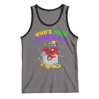 Mardi Gras Tank Top Who's Your Crawdaddy Funny Crawfish Jester Beads