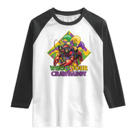 Funny Mardi Gras Raglan Shirt Who's Your Crawdaddy Crawfish Jester Beads