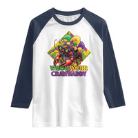 Funny Mardi Gras Raglan Shirt Who's Your Crawdaddy Crawfish Jester Beads
