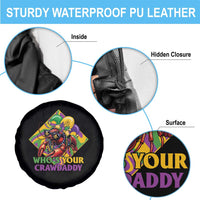 Funny Mardi Gras Spare Tire Cover Who's Your Crawdaddy Crawfish Jester Beads