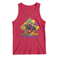 Funny Mardi Gras Tank Top Who's Your Crawdaddy Crawfish Jester Beads