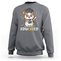 Graduation Cat Lover Sweatshirt Educated Cat Graduated Graduating - Wonder Print Shop
