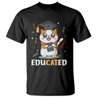 Graduation Cat Lover T Shirt Educated Cat Graduated Graduating - Wonder Print Shop