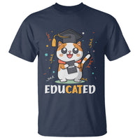 Graduation Cat Lover T Shirt Educated Cat Graduated Graduating - Wonder Print Shop