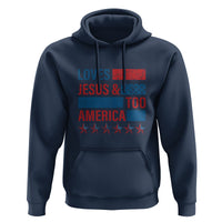 4th Of July Hoodie Loves Jesus and America Too - Wonder Print Shop