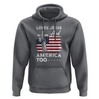 4th Of July Hoodie Loves Jesus and America Too - Wonder Print Shop