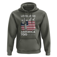 4th Of July Hoodie Loves Jesus and America Too - Wonder Print Shop