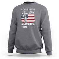 4th Of July Sweatshirt Loves Jesus and America Too - Wonder Print Shop