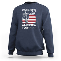 4th Of July Sweatshirt Loves Jesus and America Too - Wonder Print Shop
