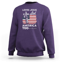 4th Of July Sweatshirt Loves Jesus and America Too - Wonder Print Shop