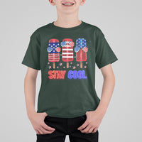 4th Of July T Shirt For Kid Stay Cool USA Flag Patriotic Ice Cream - Wonder Print Shop
