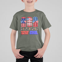 4th Of July T Shirt For Kid Stay Cool USA Flag Patriotic Ice Cream - Wonder Print Shop