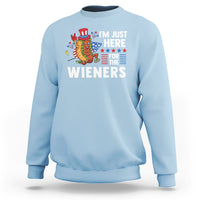 4th Of July Sweatshirt I'm Just Here For The Wieners Patriotic Hot Dog - Wonder Print Shop