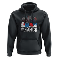 4th Of July Cat Lover Hoodie Meowica Patriotic American Flag Fireworks - Wonder Print Shop
