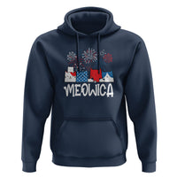 4th Of July Cat Lover Hoodie Meowica Patriotic American Flag Fireworks - Wonder Print Shop