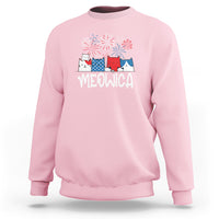 4th Of July Cat Lover Sweatshirt Meowica Patriotic American Flag Fireworks - Wonder Print Shop