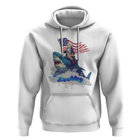 Funny 4th Of July Hoodie George Washington Riding Shark Patriotic Independence Day - Wonder Print Shop