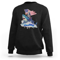 Funny 4th Of July Sweatshirt George Washington Riding Shark Patriotic Independence Day - Wonder Print Shop