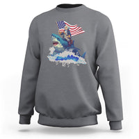 Funny 4th Of July Sweatshirt George Washington Riding Shark Patriotic Independence Day - Wonder Print Shop