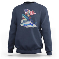 Funny 4th Of July Sweatshirt George Washington Riding Shark Patriotic Independence Day - Wonder Print Shop