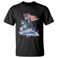 Funny 4th Of July T Shirt George Washington Riding Shark Patriotic Independence Day - Wonder Print Shop