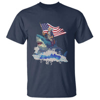 Funny 4th Of July T Shirt George Washington Riding Shark Patriotic Independence Day - Wonder Print Shop