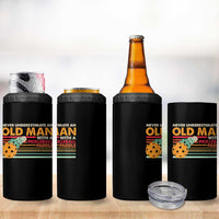 Funny Pickleball 4 in 1 Can Cooler Tumbler Never Underestimate An Old Man With A Pickleball Paddle