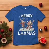 Christmas Sport T Shirt Merry LAXMAS Santa Reindeer Play Lacrosse - Wonder Print Shop