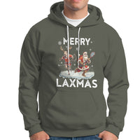 Christmas Sport Hoodie Merry LAXMAS Santa Reindeer Play Lacrosse - Wonder Print Shop