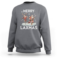 Christmas Sport Sweatshirt Merry LAXMAS Santa Reindeer Play Lacrosse - Wonder Print Shop