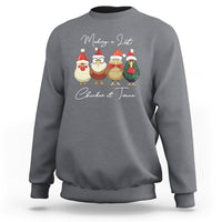 Christmas Sweatshirt Making A List Chicken It Twice Cute Santa Cuck - Wonder Print Shop
